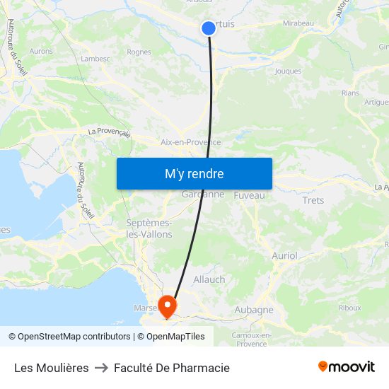 Les Moulières to Faculté De Pharmacie map