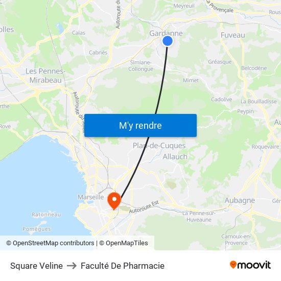 Square Veline to Faculté De Pharmacie map