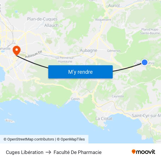 Cuges Libération to Faculté De Pharmacie map