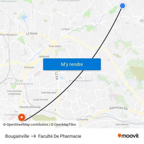 Bougainville to Faculté De Pharmacie map