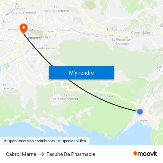 Cabrol Marne to Faculté De Pharmacie map