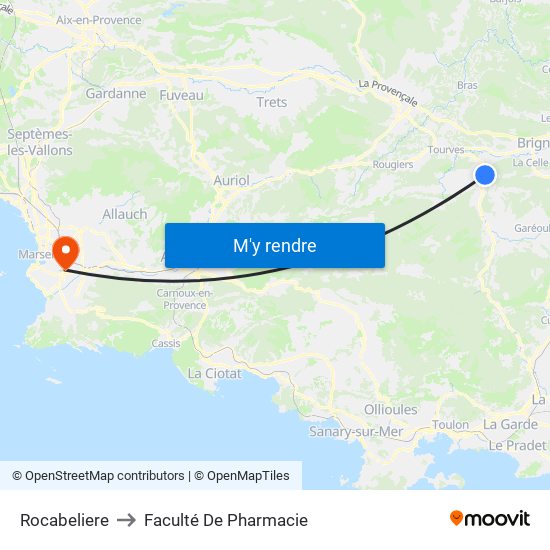 Rocabeliere to Faculté De Pharmacie map