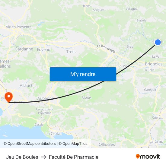 Jeu De Boules to Faculté De Pharmacie map
