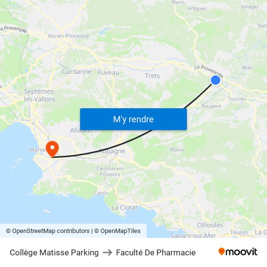 Collège Matisse Parking to Faculté De Pharmacie map