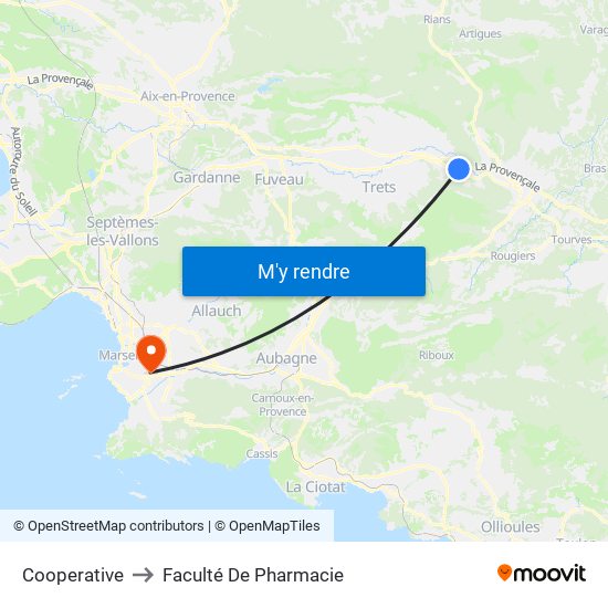 Cooperative to Faculté De Pharmacie map