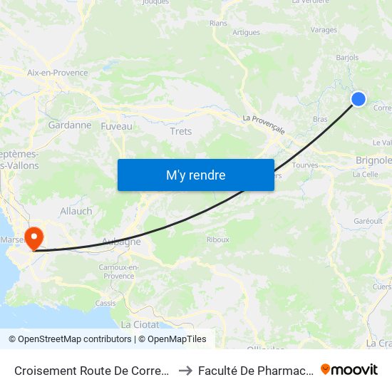 Croisement Route De Correns to Faculté De Pharmacie map
