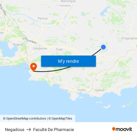 Negadous to Faculté De Pharmacie map
