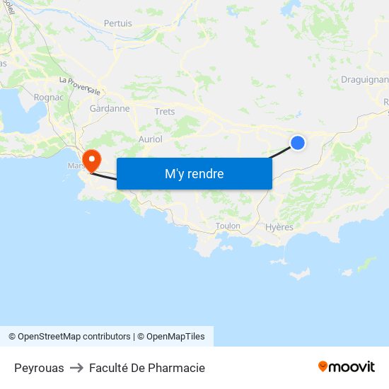Peyrouas to Faculté De Pharmacie map