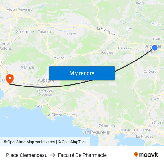Place Clemenceau to Faculté De Pharmacie map