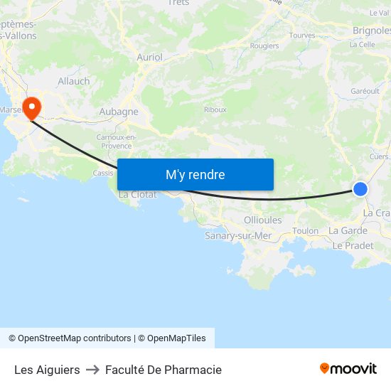 Les Aiguiers to Faculté De Pharmacie map