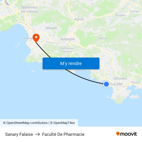 Sanary Falaise to Faculté De Pharmacie map