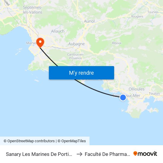 Sanary Les Marines De Portissol to Faculté De Pharmacie map