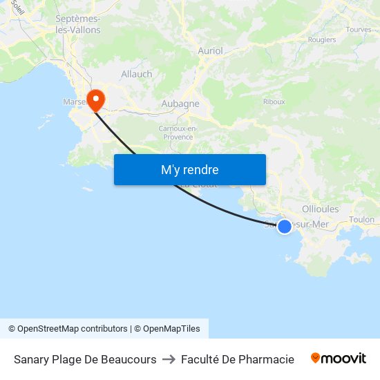 Sanary Plage De Beaucours to Faculté De Pharmacie map