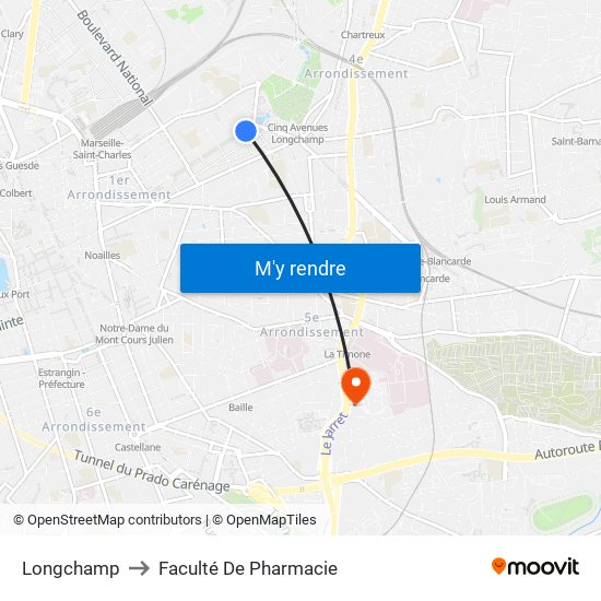 Longchamp to Faculté De Pharmacie map