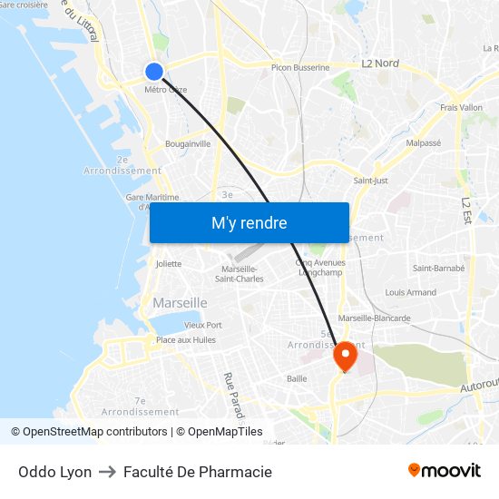 Oddo Lyon to Faculté De Pharmacie map