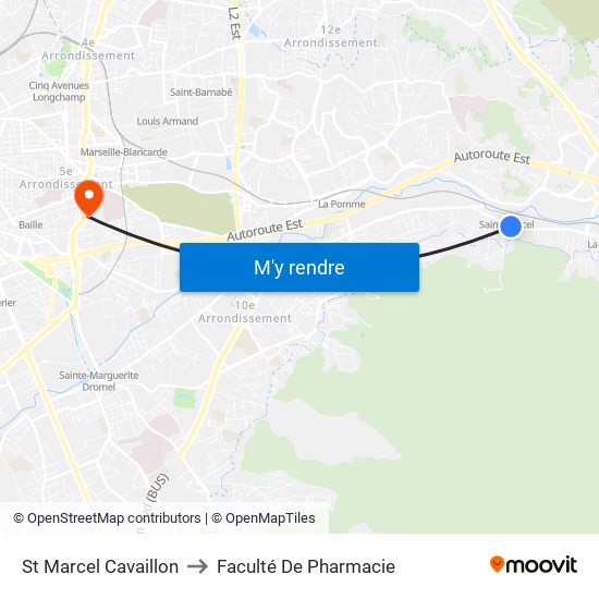 St Marcel Cavaillon to Faculté De Pharmacie map