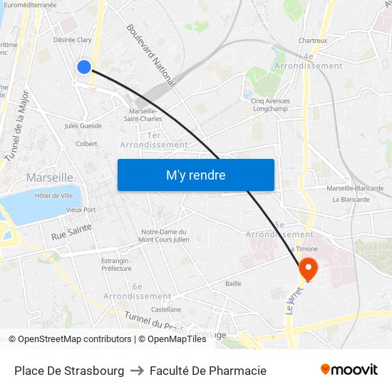 Place De Strasbourg to Faculté De Pharmacie map