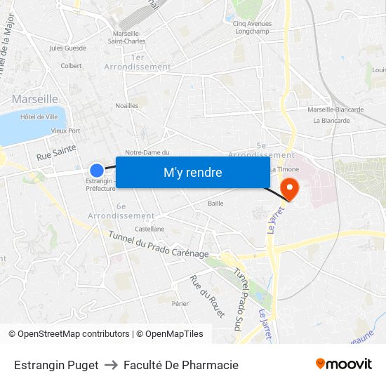 Estrangin Puget to Faculté De Pharmacie map