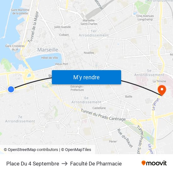 Place Du 4 Septembre to Faculté De Pharmacie map