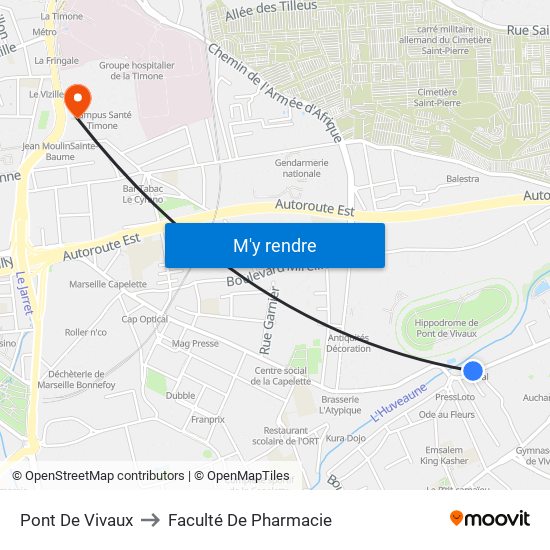 Pont De Vivaux to Faculté De Pharmacie map