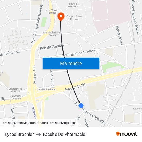 Lycée Brochier to Faculté De Pharmacie map