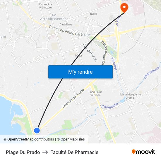 Plage Du Prado to Faculté De Pharmacie map