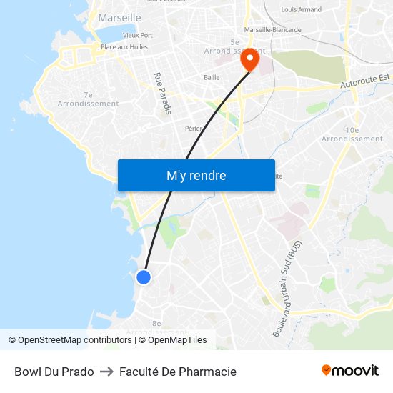 Bowl Du Prado to Faculté De Pharmacie map