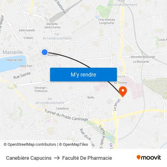 Canebière Capucins to Faculté De Pharmacie map