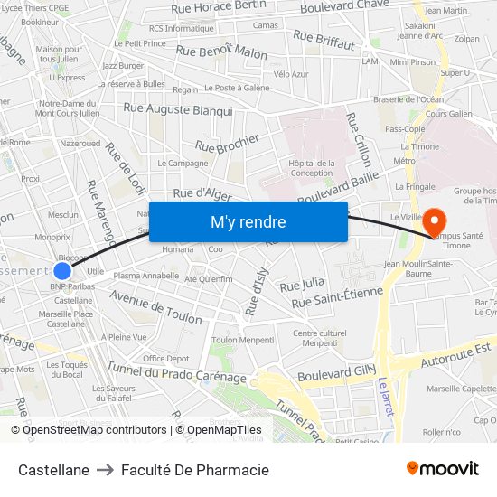 Castellane to Faculté De Pharmacie map
