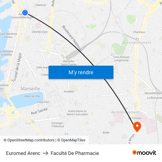 Euromed Arenc to Faculté De Pharmacie map