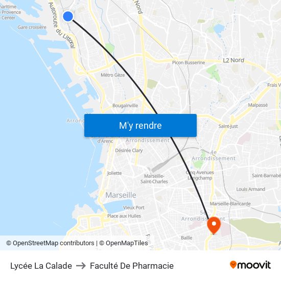 Lycée La Calade to Faculté De Pharmacie map