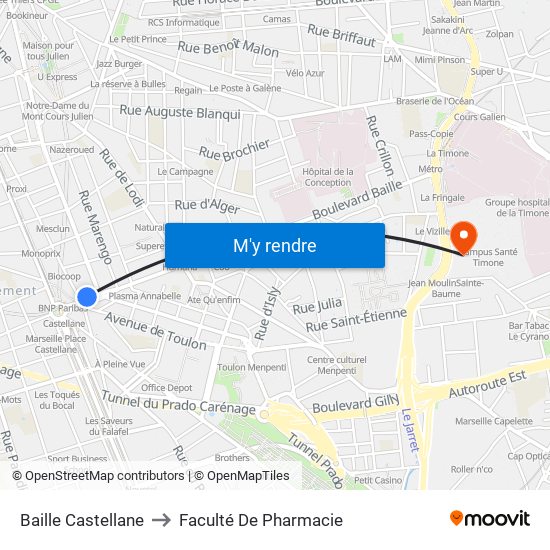 Baille Castellane to Faculté De Pharmacie map