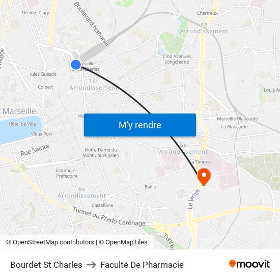 Bourdet St Charles to Faculté De Pharmacie map