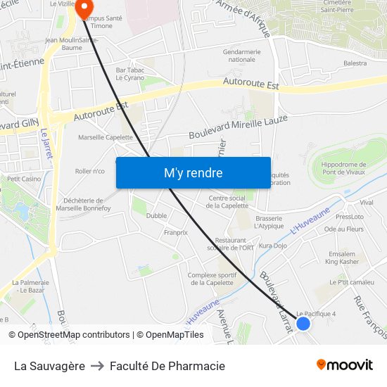 La Sauvagère to Faculté De Pharmacie map