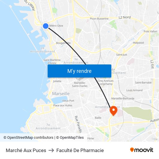 Marché Aux Puces to Faculté De Pharmacie map