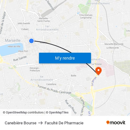 Canebière Bourse to Faculté De Pharmacie map