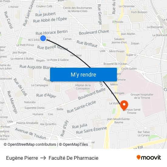 Eugène Pierre to Faculté De Pharmacie map