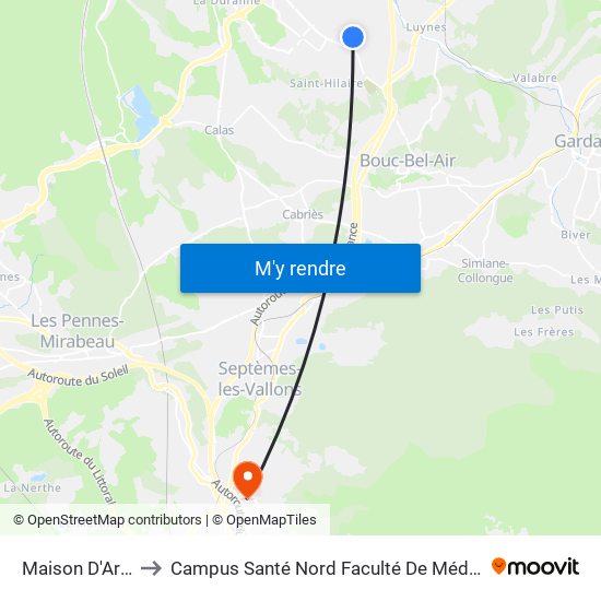 Maison D'Arrêt to Campus Santé Nord Faculté De Médecine map