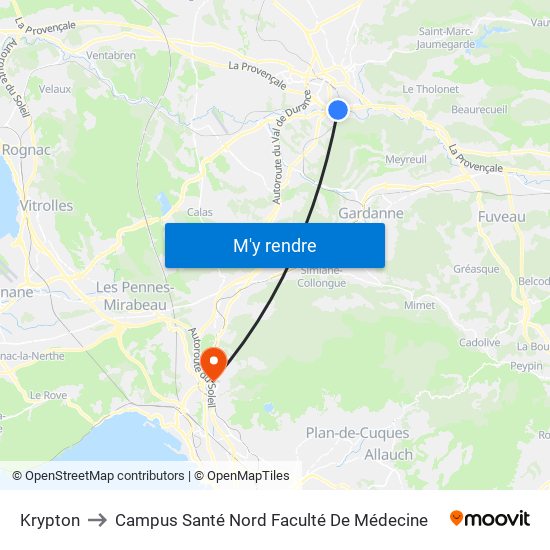 Krypton to Campus Santé Nord Faculté De Médecine map