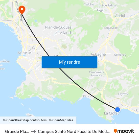 Grande Plage to Campus Santé Nord Faculté De Médecine map