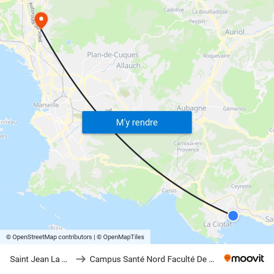 Saint Jean La Poste to Campus Santé Nord Faculté De Médecine map