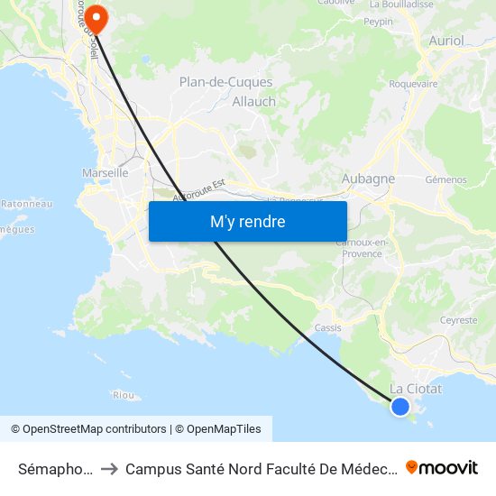 Sémaphore to Campus Santé Nord Faculté De Médecine map