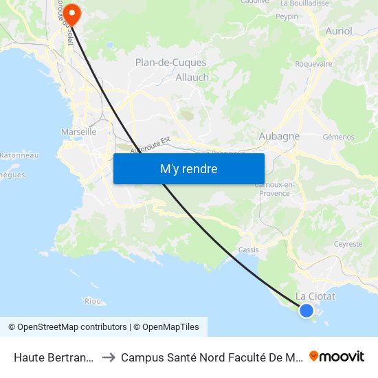 Haute Bertrandière to Campus Santé Nord Faculté De Médecine map