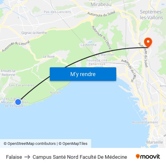 Falaise to Campus Santé Nord Faculté De Médecine map