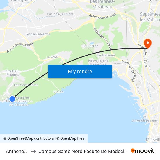 Anthénors to Campus Santé Nord Faculté De Médecine map
