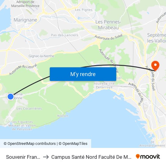 Souvenir Français to Campus Santé Nord Faculté De Médecine map