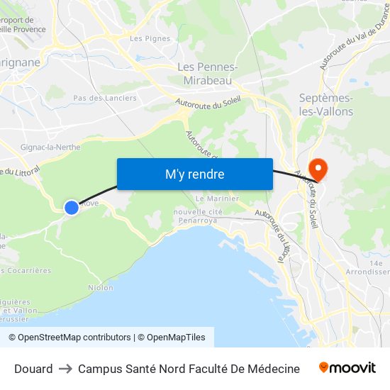Douard to Campus Santé Nord Faculté De Médecine map
