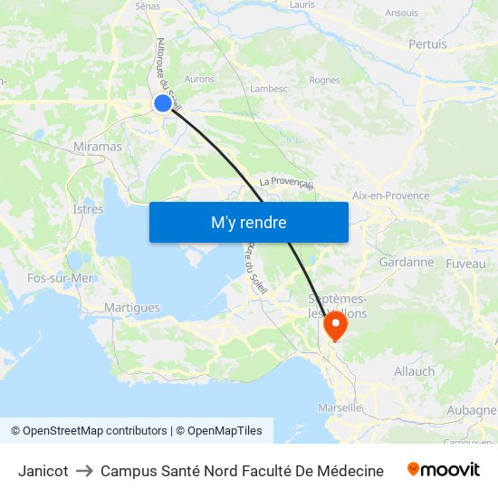 Janicot to Campus Santé Nord Faculté De Médecine map