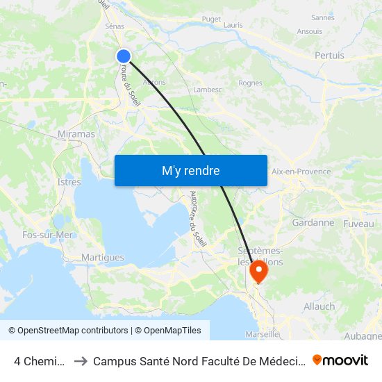 4 Chemins to Campus Santé Nord Faculté De Médecine map