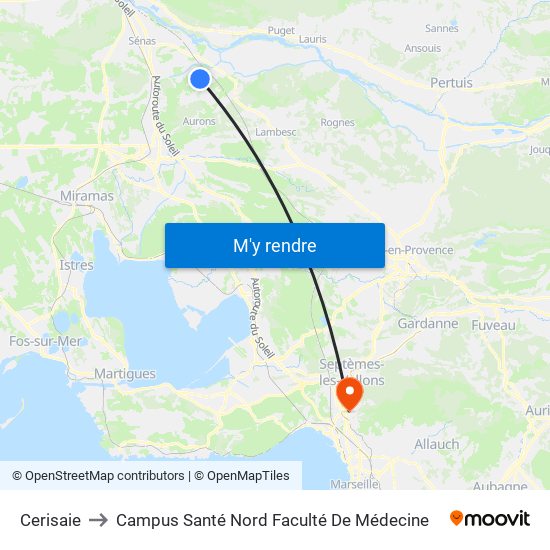 Cerisaie to Campus Santé Nord Faculté De Médecine map